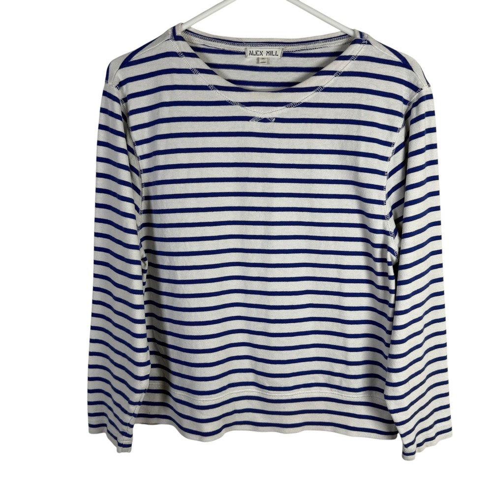 Alex Mill Women's Lakeside Blue White Nautical Stripe Long Sleeve Shirt Size Med